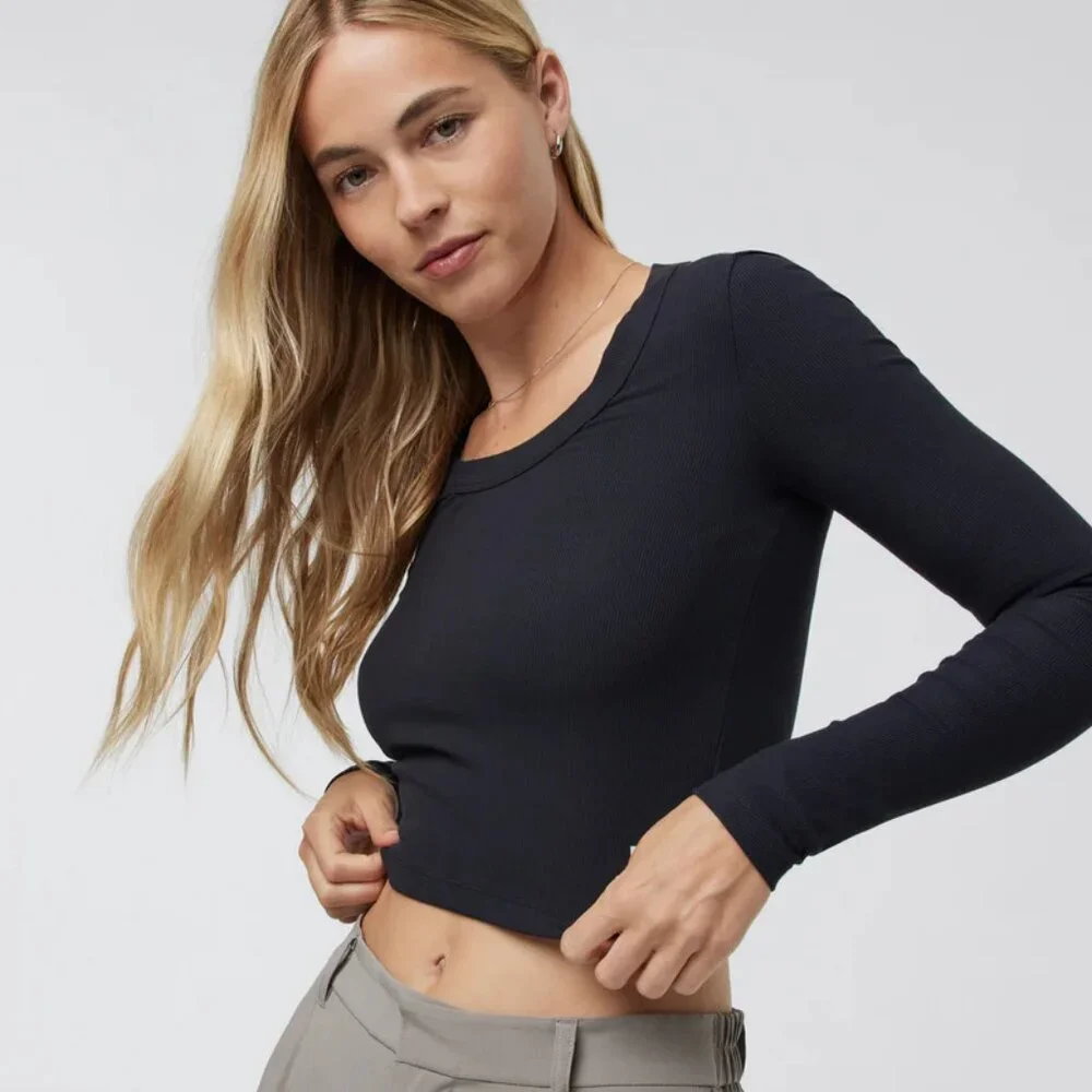 Vuori Women's Long Sleeve Pose Scoop Tee Black Sz L - Picture 5 of 12